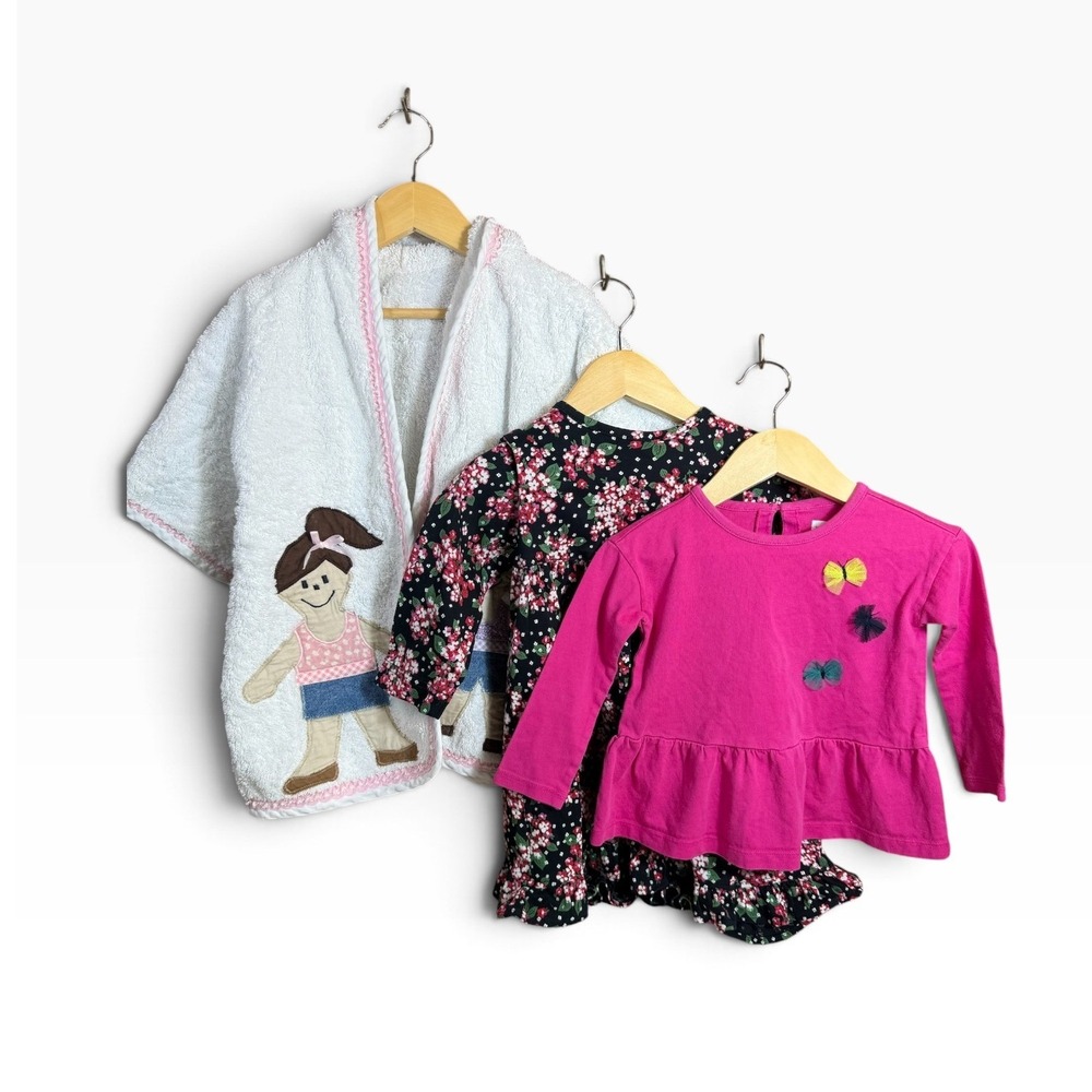 Tea Collection Girls Clothing Lot Floral Dress Peplum Top Hooded Towel Wrap